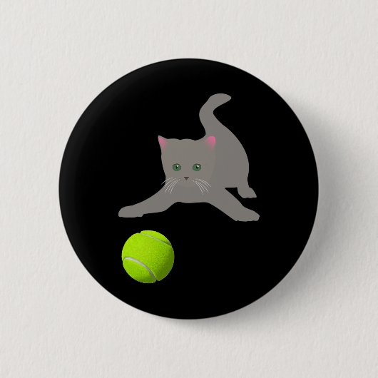 Kleine Kleinigkeit mit einer Tennisball Katze Button (Vorderseite)