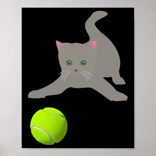 Kleine Kleinigkeit mit einer Tennisball Katze Poster (Vorne)