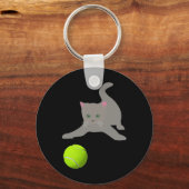 Kleine Kleinigkeit mit einer Tennisball Katze Schlüsselanhänger (Rückseite)