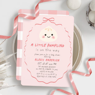 Kleine Klößchen-Rosa-Schleifen-Mädchen-Baby-Party Einladung