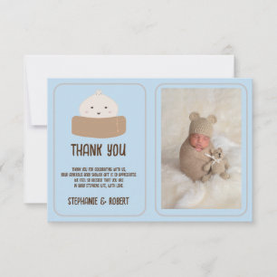 Kleine Klöße Auf Dem Weg Blau Baby Shower Foto Dankeskarte