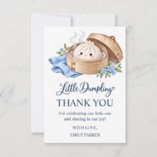 Kleine Klöße Blaue Babyparty Dankeskarte