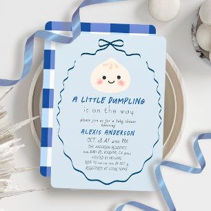 Kleine Klöße Blaues Schleifenjunge Baby Shower Einladung