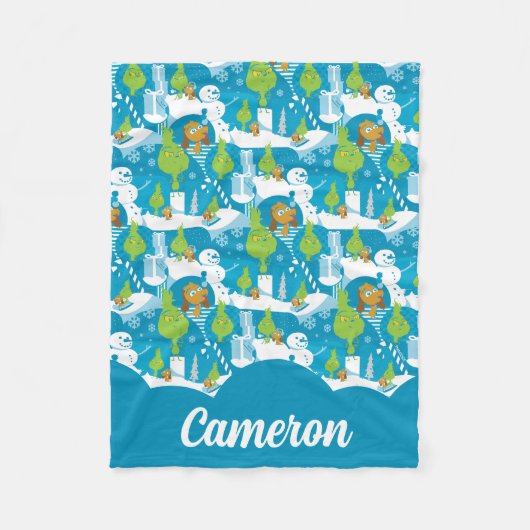 Kleine Kneipe | Merry Grinchmas Aquamarines Muster Fleecedecke (Vorderseite)