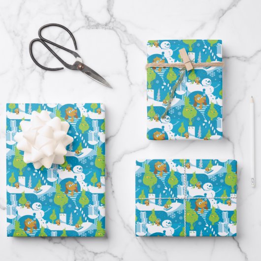 Kleine Kneipe | Merry Grinchmas Aquamarines Muster Geschenkpapier Set (Vorderseite)