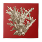 Kleine Koralle in Rot Fliese (Vorderseite)