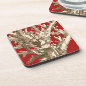 Kleine Koralle in Rot Getränkeuntersetzer (Linke Seite)