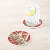 Kleine Koralle in Rot Sandstein Untersetzer (Seite)