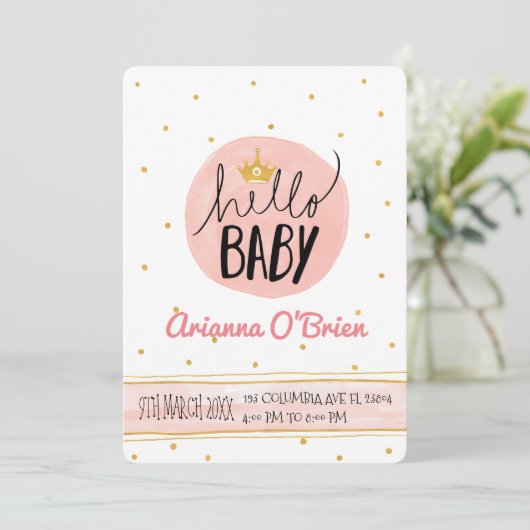 Kleine Kronenklumpen, königliche Babydusche Einladung (Stehend Vorderseite)