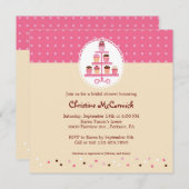 Kleine Kuchen auf einem Stand (Rosa/Creme) Einladung (Vorne/Hinten)