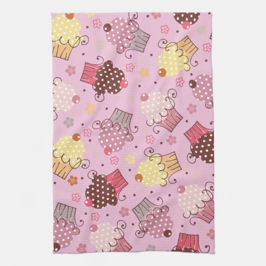 Kleine Kuchen im Rosa Handtuch (Vertikal)