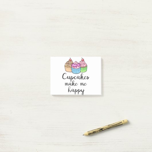 kleine Kuchen machen mich glücklich Post-it Klebezettel (Auf Schreibtisch)