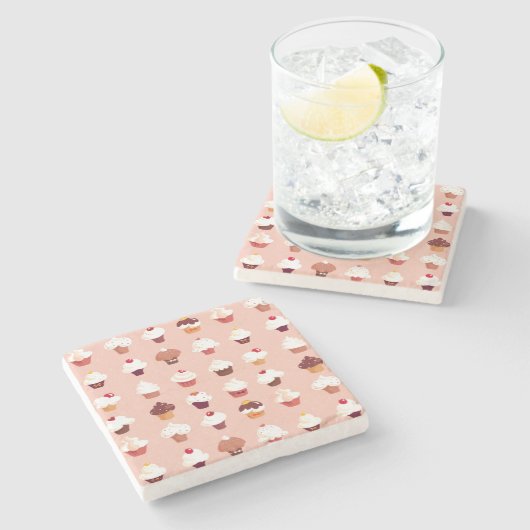 Kleine Kuchen Steinuntersetzer (Seitenansicht)