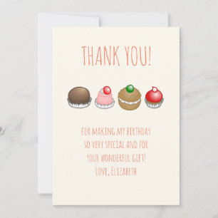 Kleine Kuchen zum Geburtstag Dankeskarte