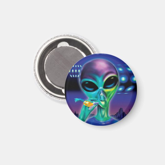 Kleine Kühlschrankmagnet Alien bringt mich zu dein (Vorderseite/Rückseite)