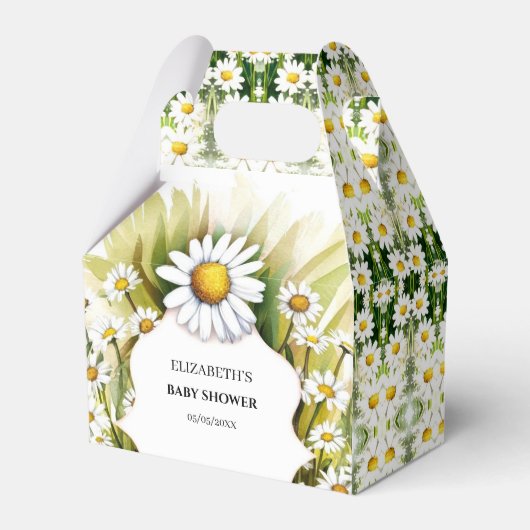 Kleine, kundenspezifische Daisy Baby Dusche Geschenkschachtel (Vorderseite)