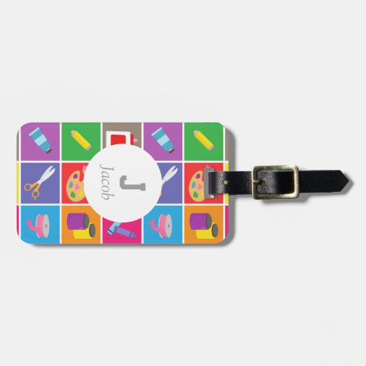 Kleine Kunsthandwerkskunst farbenfrohe Musterkinde Gepäckanhänger (Vorderseite horizontal)