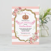 Kleine Kürbis-Baby-Dusche Rosa und Gold Einladung (Stehend Vorderseite)