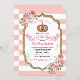 Kleine Kürbis-Baby-Dusche Rosa und Gold Einladung