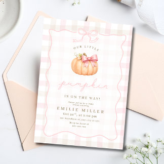 Kleine Kürbis-Baby-Party Herbst Rosa Kürbis-Schlei Einladung