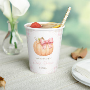 Kleine Kürbis-Baby-Party Herbst Rosa Kürbis-Schlei Pappbecher