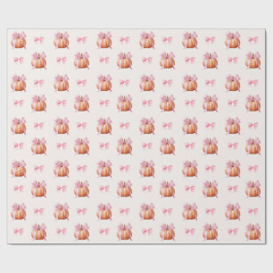 Kleine Kürbis-Baby-Party – Rosa Schleife Herbst Geschenkpapier