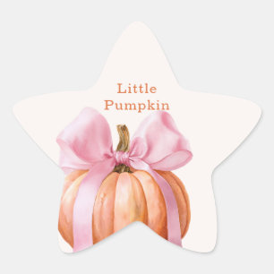 Kleine Kürbis-Baby-Party – Rosa Schleife Herbst Stern-Aufkleber