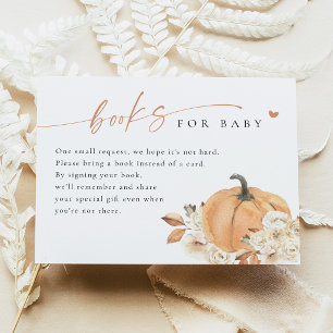 Kleine Kürbis-Baby-Shower-Bücher für Baby-Karte Einladung