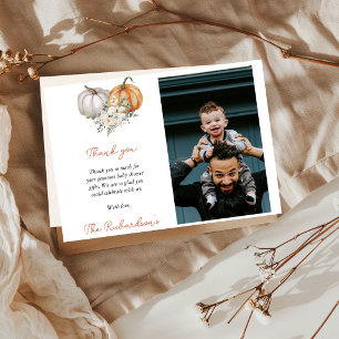 Kleine Kürbis-Baby-Shower-Foto-Dankeschön-Karte Feiertagskarte