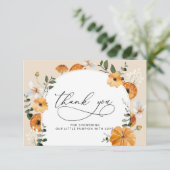 Kleine Kürbis Babydusche danke Karte (Stehend Vorderseite)