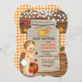 Kleine Kürbis-Babydusche Einladung Rustikaler Fall (Vorne/Hinten)