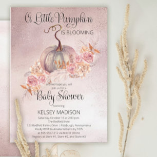 Kleine Kürbis blühende Pink Virtual Baby Dusche Einladung