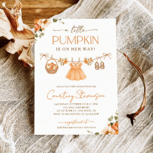Kleine Kürbis-Blumen-Herbst-Baby-Party Einladung
