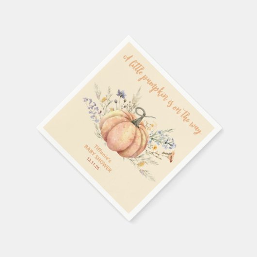 Kleine Kürbis Blumendusche Papierplatte Serviette (Ecke)
