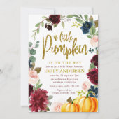 kleine Kürbis-Bordeaux-Babydusche Einladung (Vorderseite)