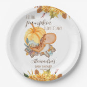 Kleine Kürbis-Dinosaurier-Herbstdusche Pappteller (Vorderseite)