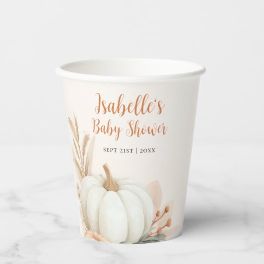 Kleine Kürbis Fall Babydusche Dekoration Pappbecher (Vorderseite)