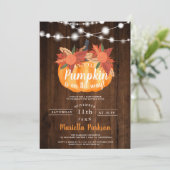 Kleine Kürbis florale Holzleuchten fallen Babydusc Einladung (Stehend Vorderseite)