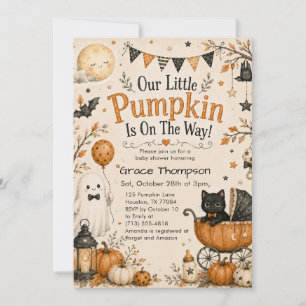 Kleine Kürbis-Halloween-Baby-Party Einladung