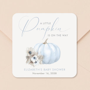 Kleine Kürbis-Herbst-Baby-Junge-Shower Quadratischer Aufkleber