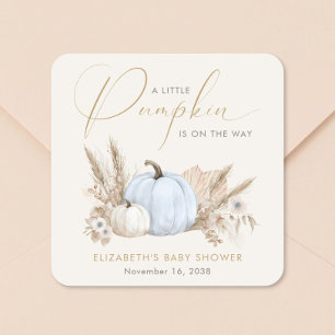 Kleine Kürbis Herbst Baby Jungen Shower Quadratischer Aufkleber