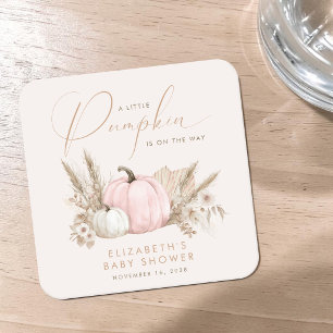 Kleine Kürbis Herbst Baby Mädchen Shower Rechteckiger Pappuntersetzer