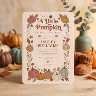 Kleine Kürbis Herbst-Baby-Party Einladung