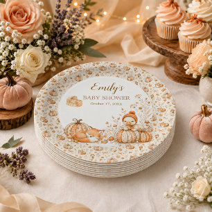 Kleine Kürbis-Herbst-Baby-Party-Papierplatten Pappteller