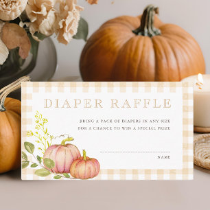 Kleine Kürbis Herbst Baby Shower Windel Raffle Begleitkarte