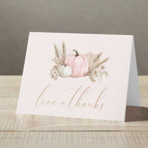 Kleine Kürbis-Herbst-Babymädchen-Baby- Shower-Dank Dankeskarte