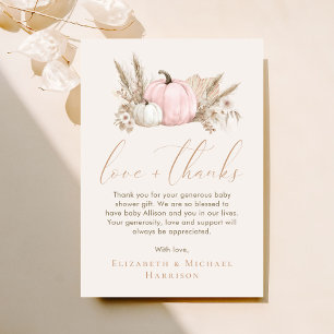 Kleine Kürbis-Herbst-Babymädchen-Baby- Shower-Dank Mitteilungskarte