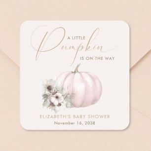 Kleine Kürbis-Herbst-Babymädchen-Party Quadratischer Aufkleber