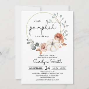 Kleine Kürbis-Herbst-Blumen-Baby-Shower-Einladung Einladung