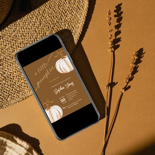 Kleine Kürbis-Herbstbrause-Babydusche Einladung